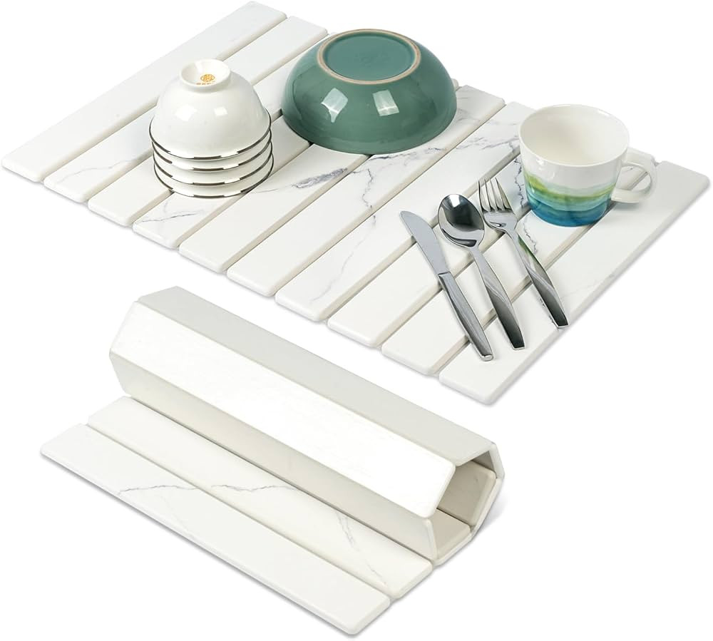 Large Stone Drying Mat for Kitchen Counter - 24"x16"Quick Drying Fast Absorbent Non-Slip kitchen ... | Amazon (US)