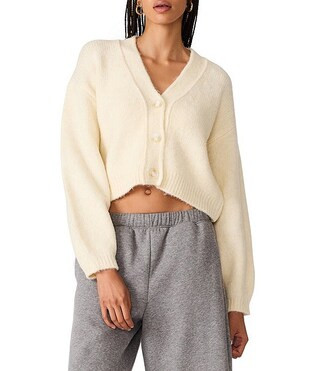 Mica V-Neck Long Sleeve Cropped Sweater | Dillard's