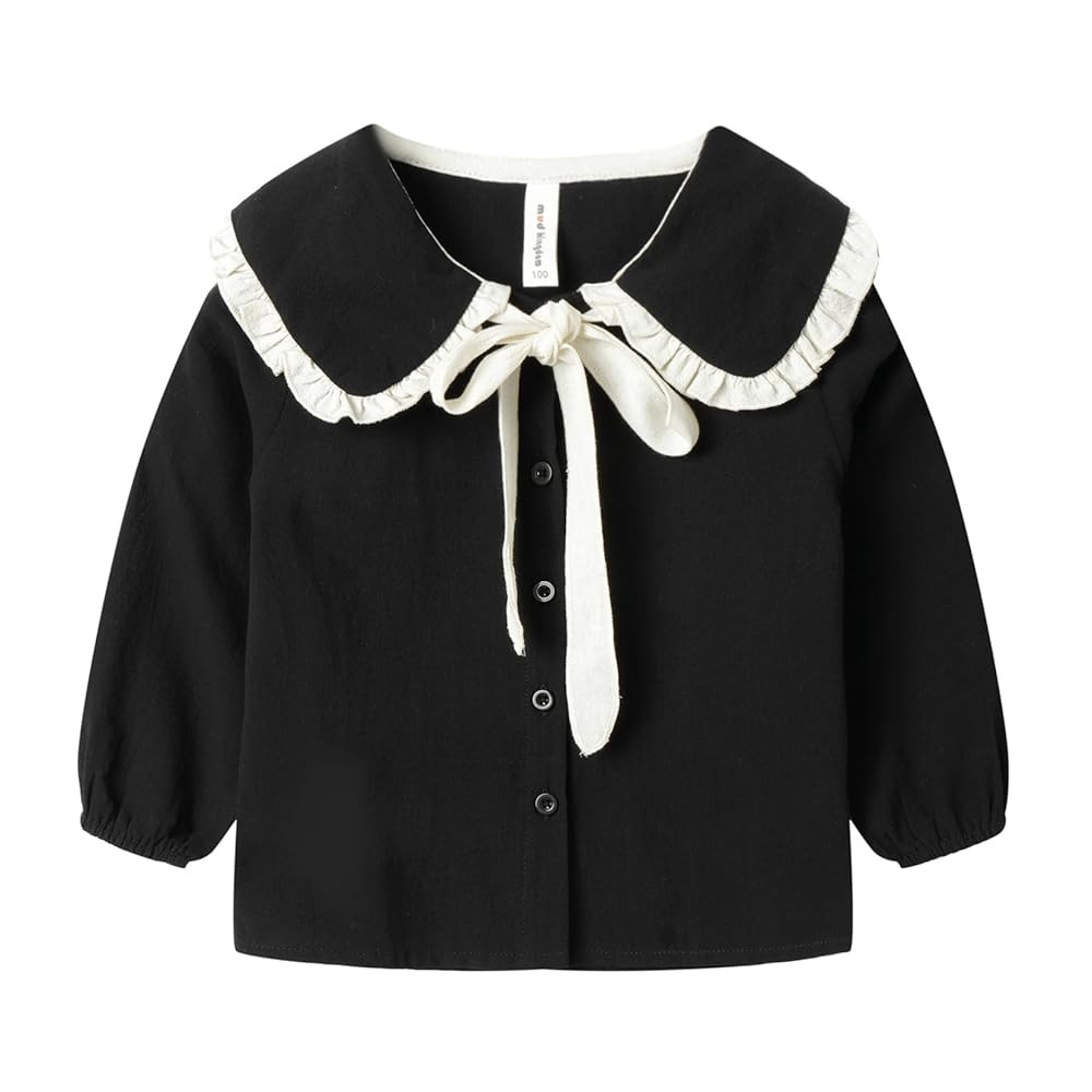 Mud Kingdom Girls Blouse Shirts Spring Fall Long Sleeve Button-Down Top Ruffle Collar | Amazon (US)