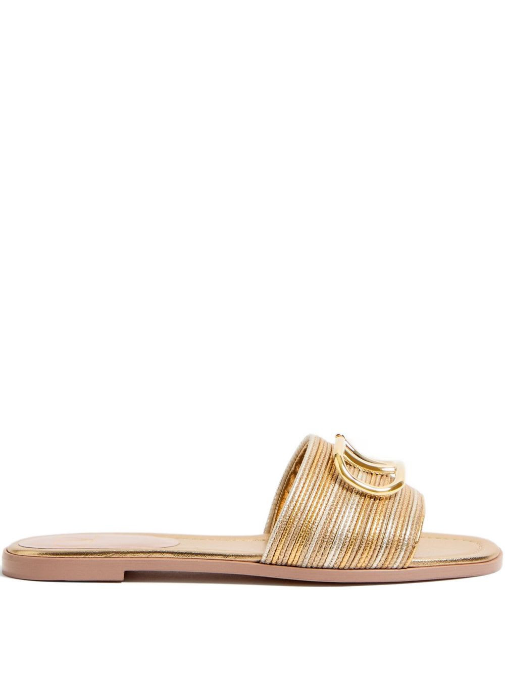 Valentino Garavani Vlogo Signature Leather Flat Sandals | Italist.com US