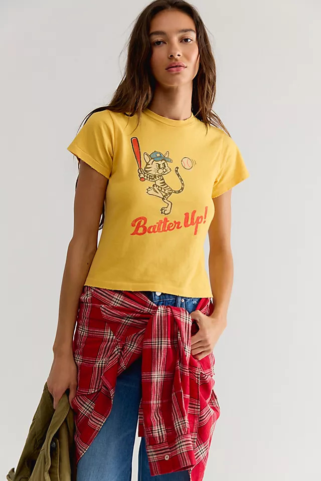 Daydreamer Batter Up Kitty Vintage Tee | Free People (Global - UK&FR Excluded)