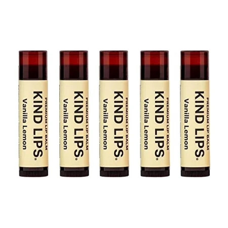 Kind Lips Lip Balm - Nourishing & Moisturizing Lip Care for Dry Lips Made from Shea Butter Beeswax with Vitamin E | Vanilla Lemon Flavor | 0.15 Ounce (Pack of 5) | Walmart (US)