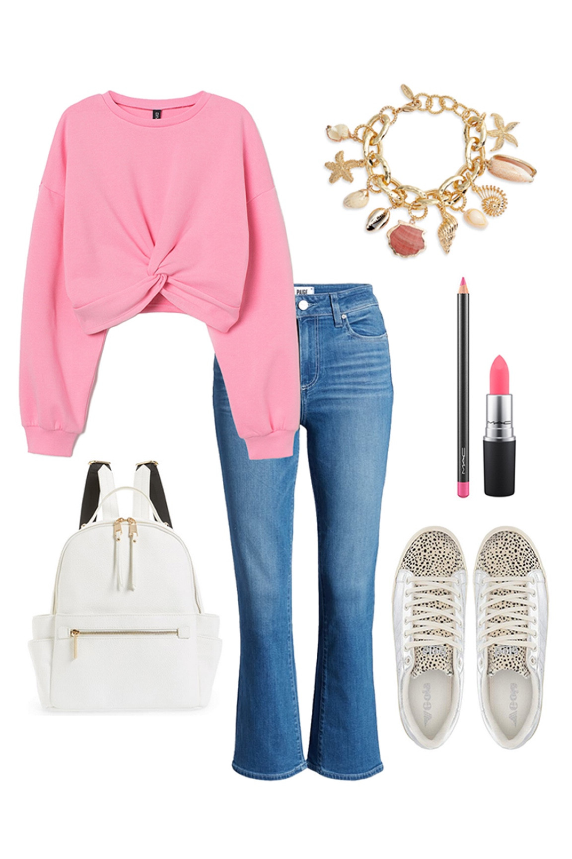 Barbie outfit - pink sweatshirt - back to school outfit 2023 - white sneakers - charm bracelet - casual outfit

#LTKstyletip #LTKxNSale #LTKBacktoSchool