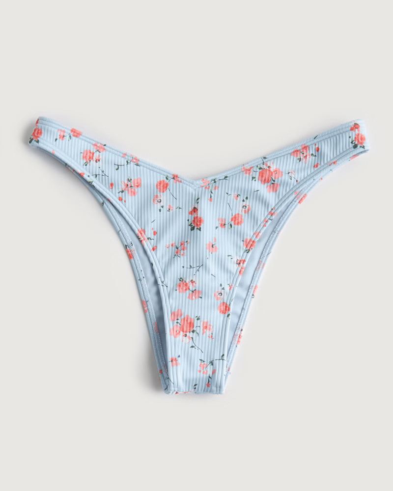 Women's Ribbed V-Front High-Leg Cheekiest Bikini Bottom | Women's Swimwear | HollisterCo.com | Hollister (US)