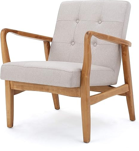 Conrad Medium Beige Fabric Mid Century Modern Club Chair | Amazon (US)