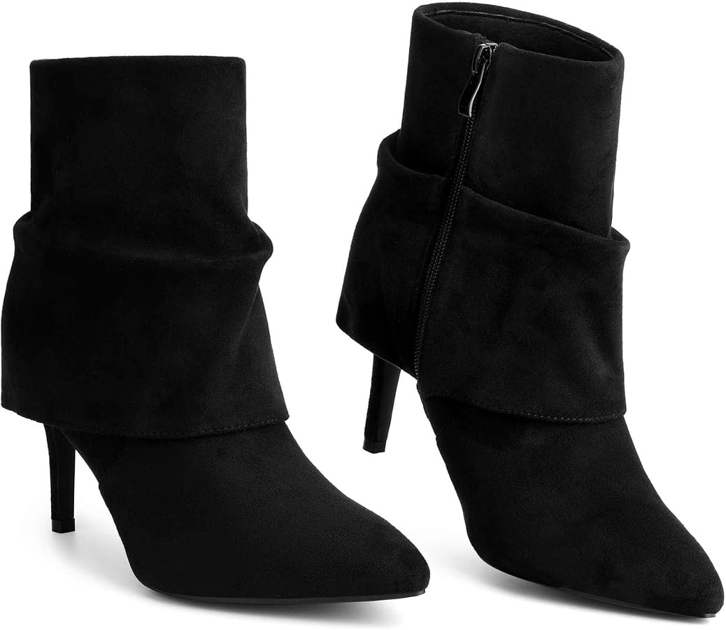 Perphy Pointed Toe Fold Over Stiletto Heel Slouch Ankle Boots for Women | Amazon (US)