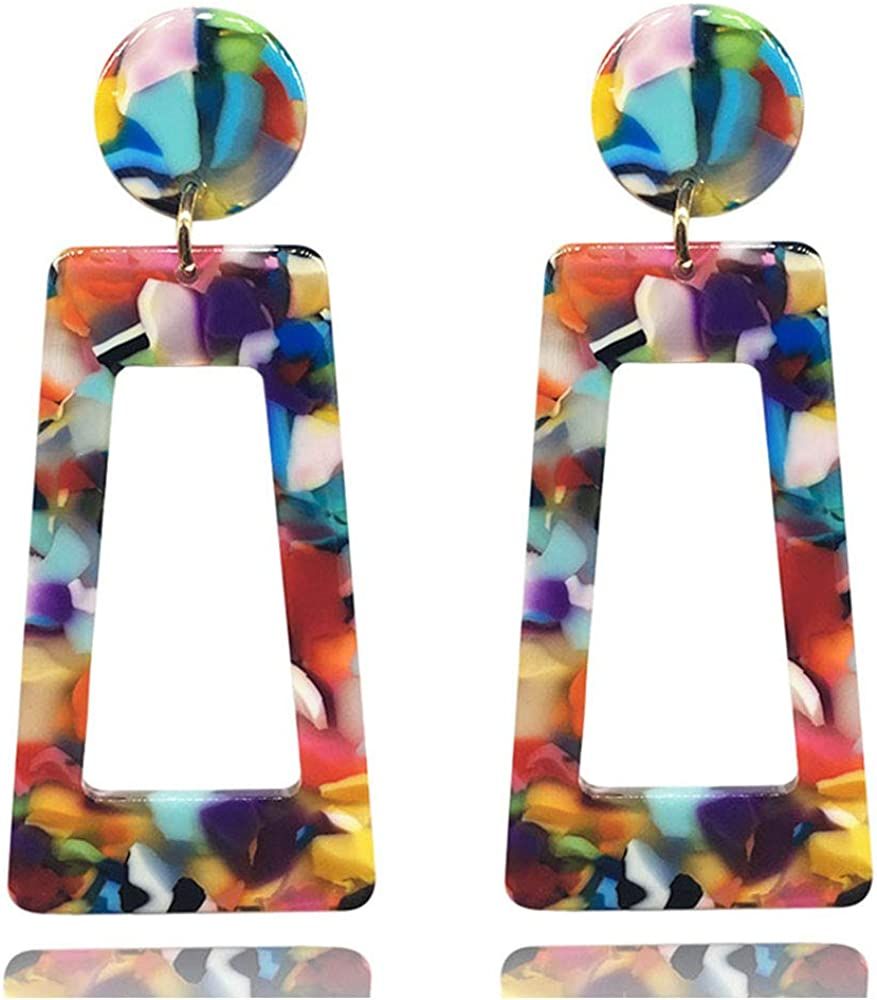 Acrylic Earrings for Women Multicolor Resin Earrings for Girl Statement Dangles Drop Earrings | Amazon (US)