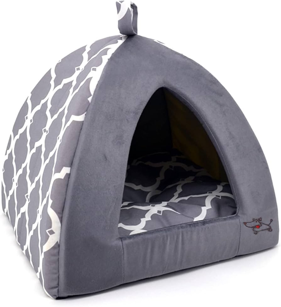 Pet Tent - Soft Bed for Dog and Cat by Best Pet Supplies - Gray Lattice, 19" x 19" x H:19" | Amazon (US)
