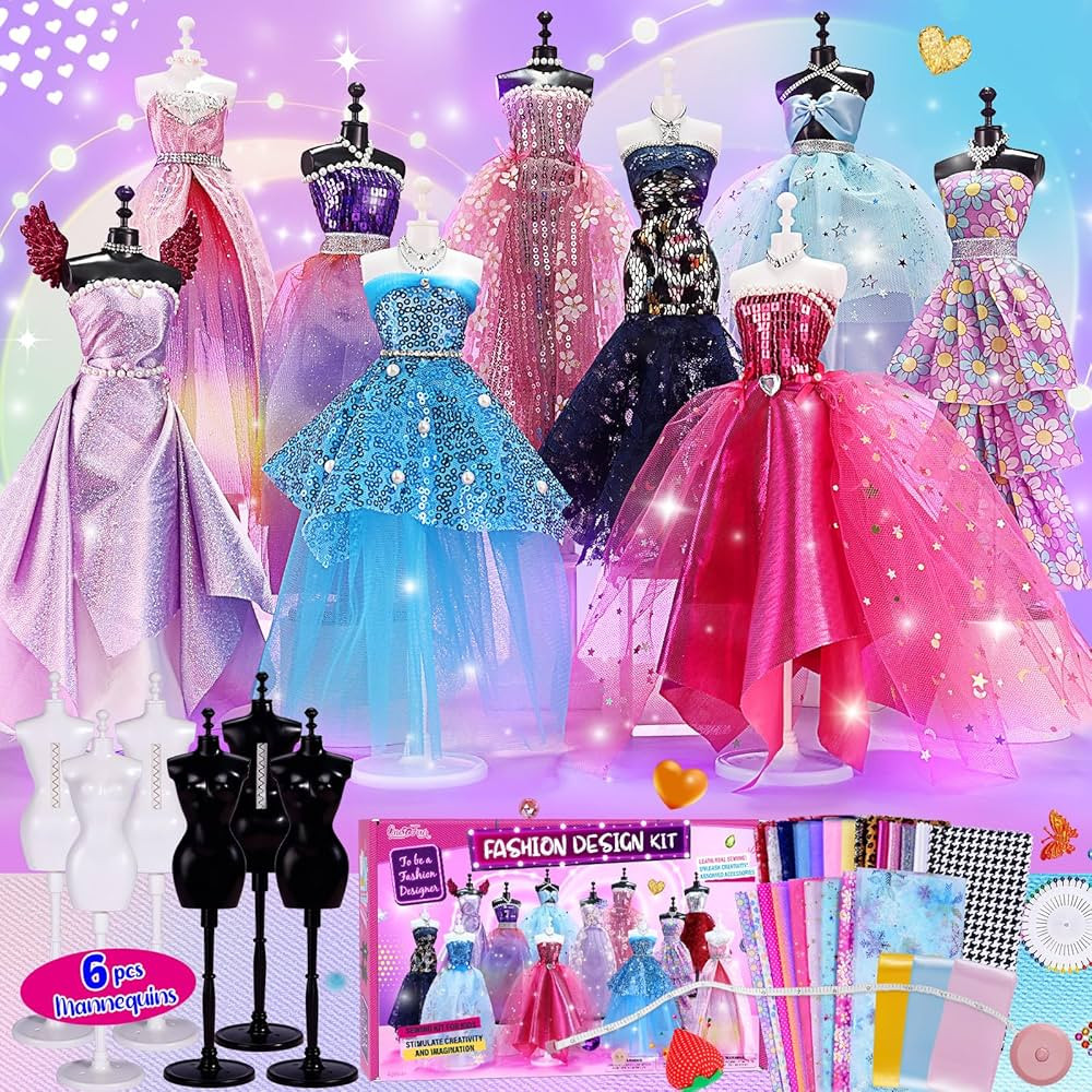 ONE TO FOUR 800+Pcs - Fashion Designer Kit for Girls with 6 Mannequins - Arts and Crafts Kit- Sew... | Amazon (US)