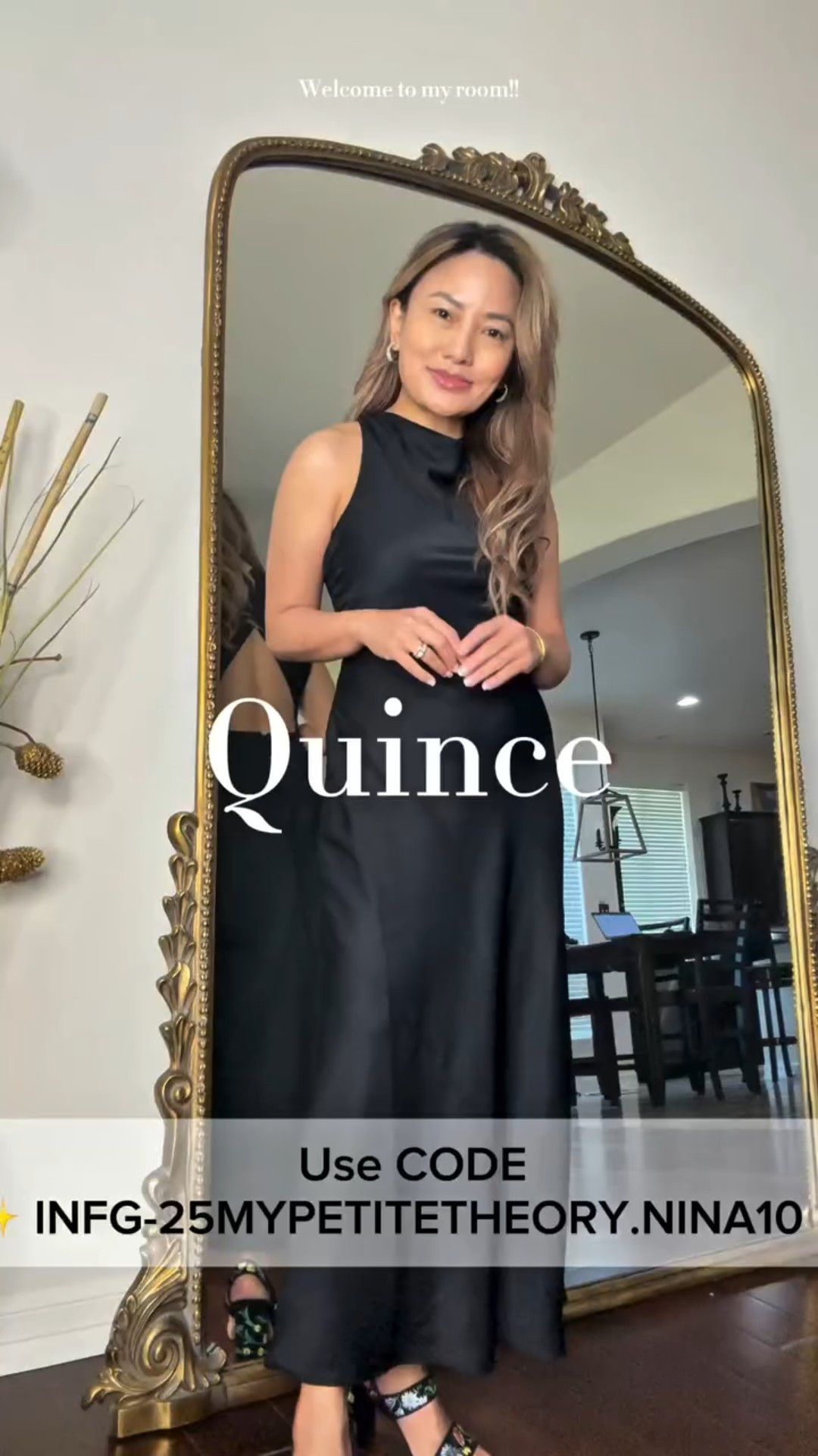 The Only Silk Dress you need 🖤 @onequince | Use CODE ✨ INFG-25MYPETITETHEORY.NINA10 ✨ (NOTE: CODE is ONLY VALID FOR NEW CUSTOMERS) |  #quincepartner #onequince #quincedresses 

Outfit Details: in XS
✔️ Washable Stretch Silk High Neck Midi Dress

𝒙𝒐, 𝑵𝒊𝒏𝒂 💋 #𝒎𝒚𝒑𝒆𝒕𝒊𝒕𝒆𝒕𝒉𝒆𝒐𝒓𝒚 

 ✦　　°　. 　●　　.　　˚　　　ﾟ　　　•　　　✦ 　　　 ‍　˚　　✦　　°　. 　●　　.　　˚　　　ﾟ　　　•　　　✦ 　　 ‍#ootd #grwm #outfitoftheday #SpringStyleFiles #SpringThreads2025 #SummerStyleScene #quietluxury
#SeasonalStyleShift #OOTDUnveiled #StyleSnapshot2025 #LookBookLive #EnsembleEssentials #FashionFrameUp #DressedToExpress
#MinimalistChic #stylinghacks
#petitestyle #petitefashion #ltkpetite
