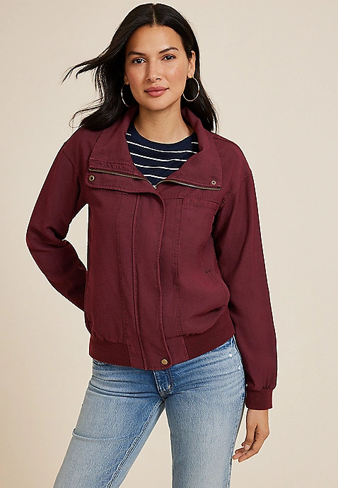 Twill Bomber Jacket | Maurices