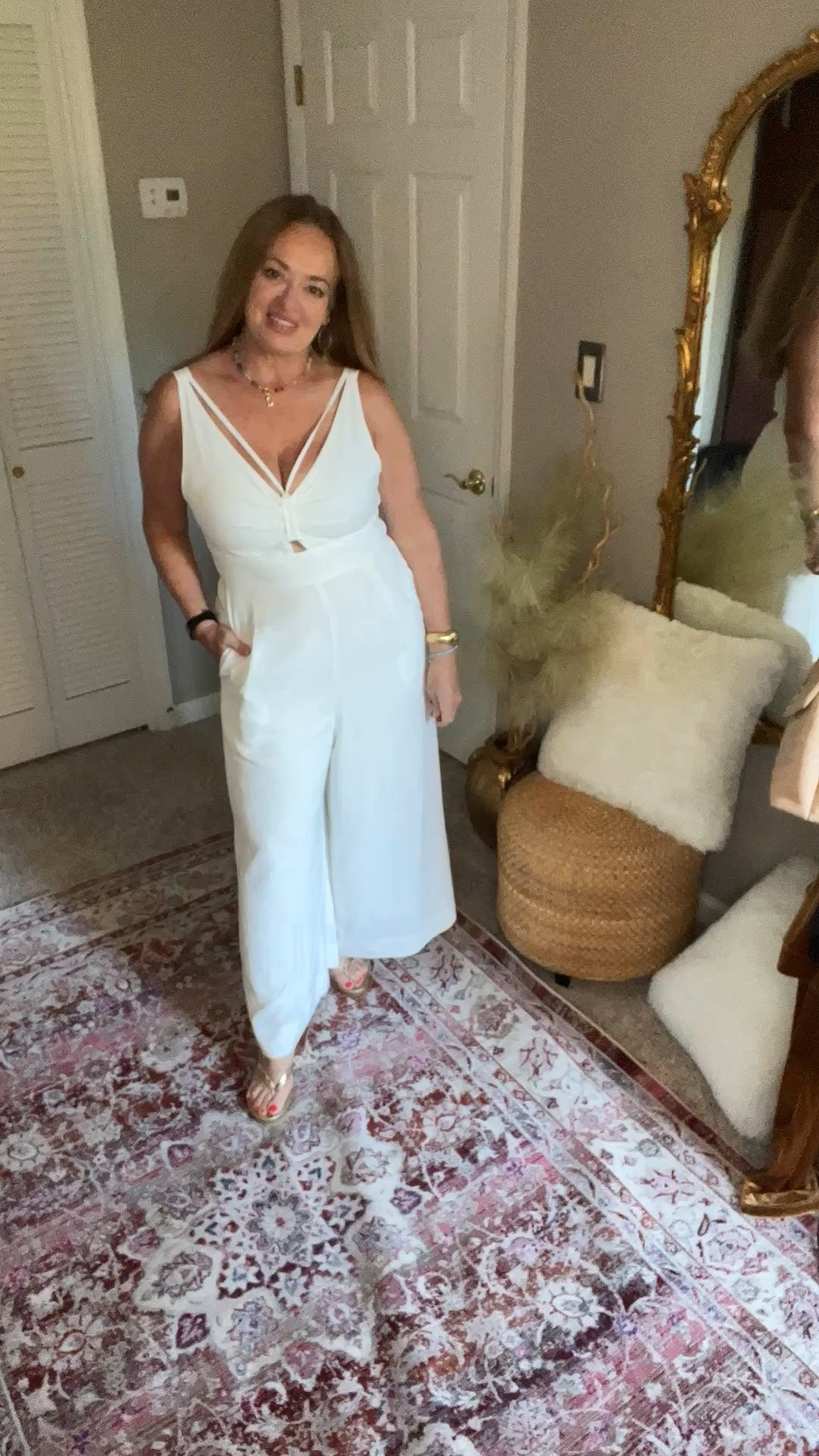 Dressy white jumpsuit with strap details. Well made.

#LTKTravel #LTKWedding #LTKgrwm
