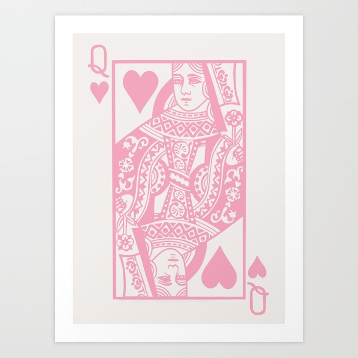 Pastel Pink Queen Of Hearts  Art Print by Elenas Designs | Society6