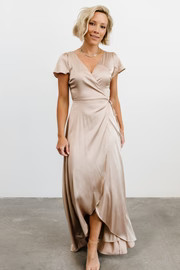 Krystal Satin Wrap Gown | Champagne | Baltic Born