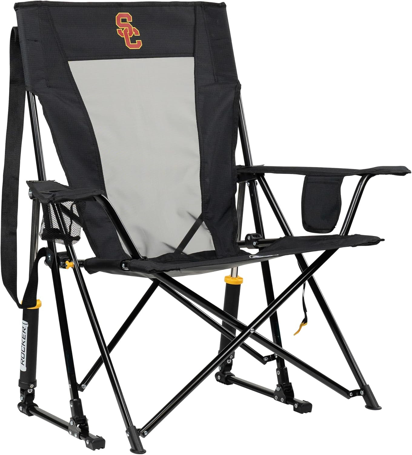 GCI Outdoor Comfort Pro Rocker Camping Chair | Portable Folding Rocking Chair with Durable Armrests & Drink Holder | Official Collegiate Licensed Sideline Sports Chair | USC Trojans | Amazon (US)