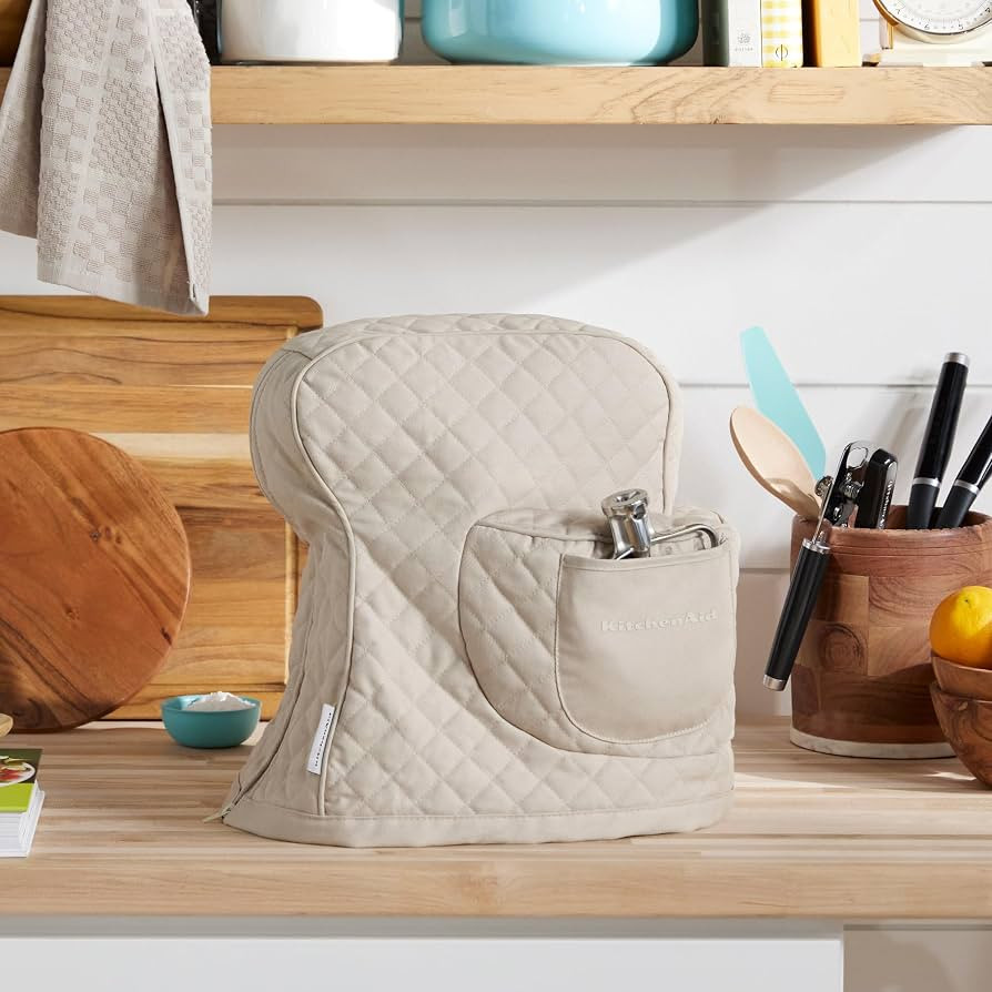 KITCHENAID Fitted Tilt-Head Stand Mixer Cover with Storage Pocket, Quilted 100% Cotton,14.4"x18"x... | Amazon (US)