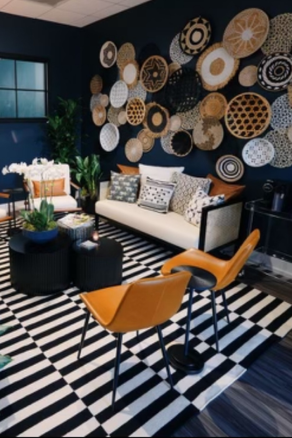 Living room vibes for our studio create a comfortable gathering space. I designed the custom wall art using a collection of African baskets, placemats, woven trivets and wicker baskets. Get creative on your material and have fun with the layering! 

#ghosthostbymb #ghosthost #homeentertaining #lifestyle #dinnerparties #modernhost #shelftostyled #modernheirloom #storied #mealsmakememories #geriatricmillenialinfluencer
#modernmanners 

#LTKHome #LTKOver40 #LTKParties