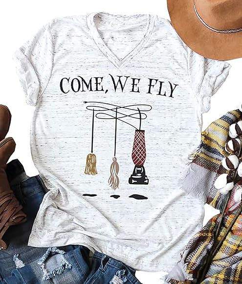 Come We Fly Halloween Shirt Hocus Pocus Tees Women Classic Halloween Movie Tshirt Sanderson Siste... | Amazon (US)