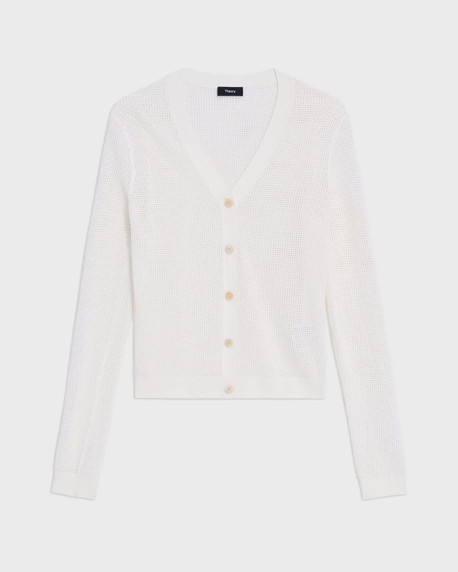 Crepe Knit Pointelle Cardigan | Theory | Theory