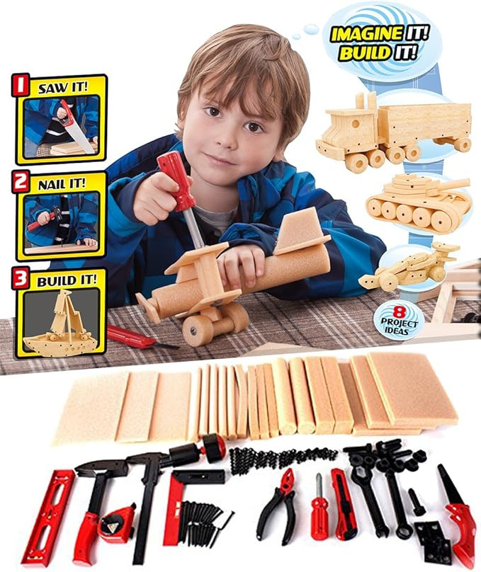 Liberty Imports DIY Deluxe Foam Wood Kids STEM Toys Carpentry Construction Engineering Tool Works... | Amazon (US)
