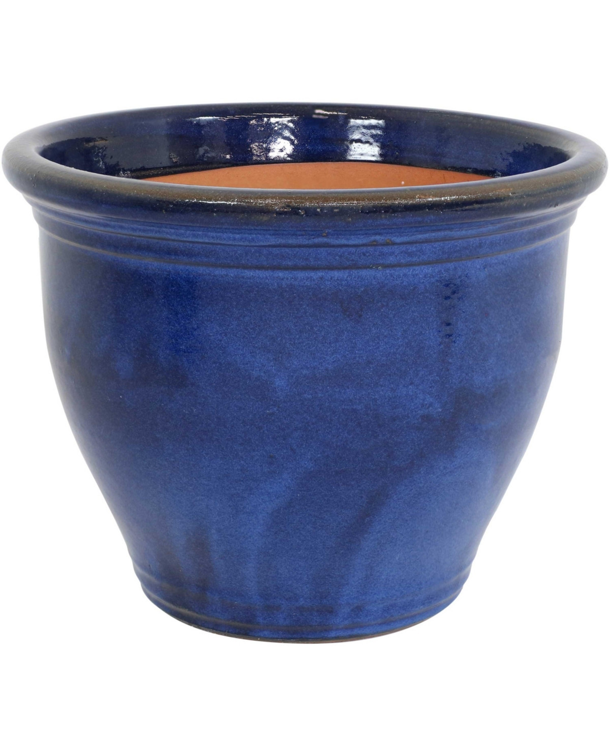 Large Ceramic Planter - Indoor or Outdoor Plant Pot with Drainage Holes - Imperial Blue Glaze Finish - 18" - Studio - Imperial blue | Macy's