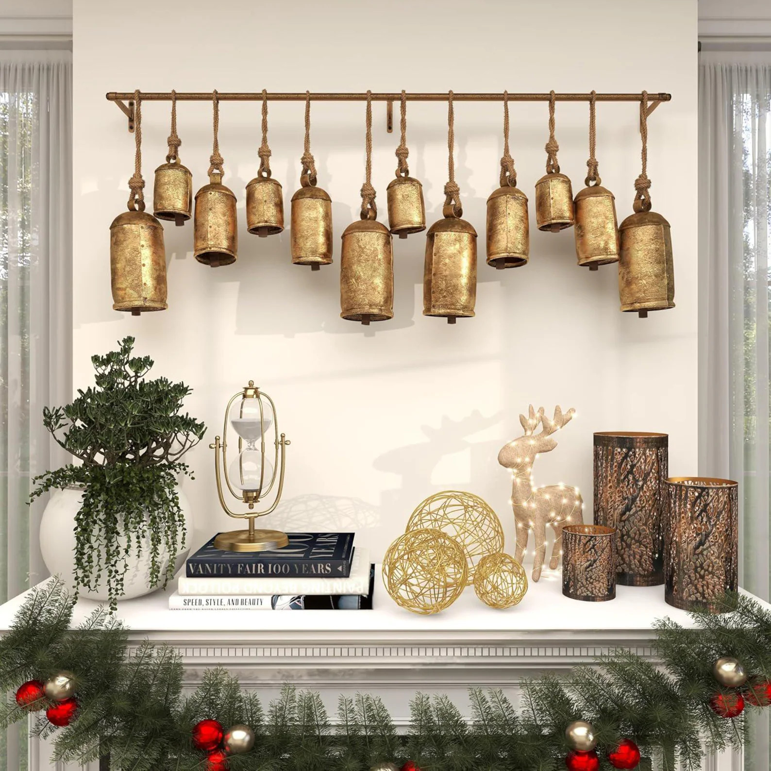 Cow Bells Giant Vintage Rustic Tin Metal Set of 12 Handmade Antique Decor for Holidays, Swiss Sou... | Etsy (US)