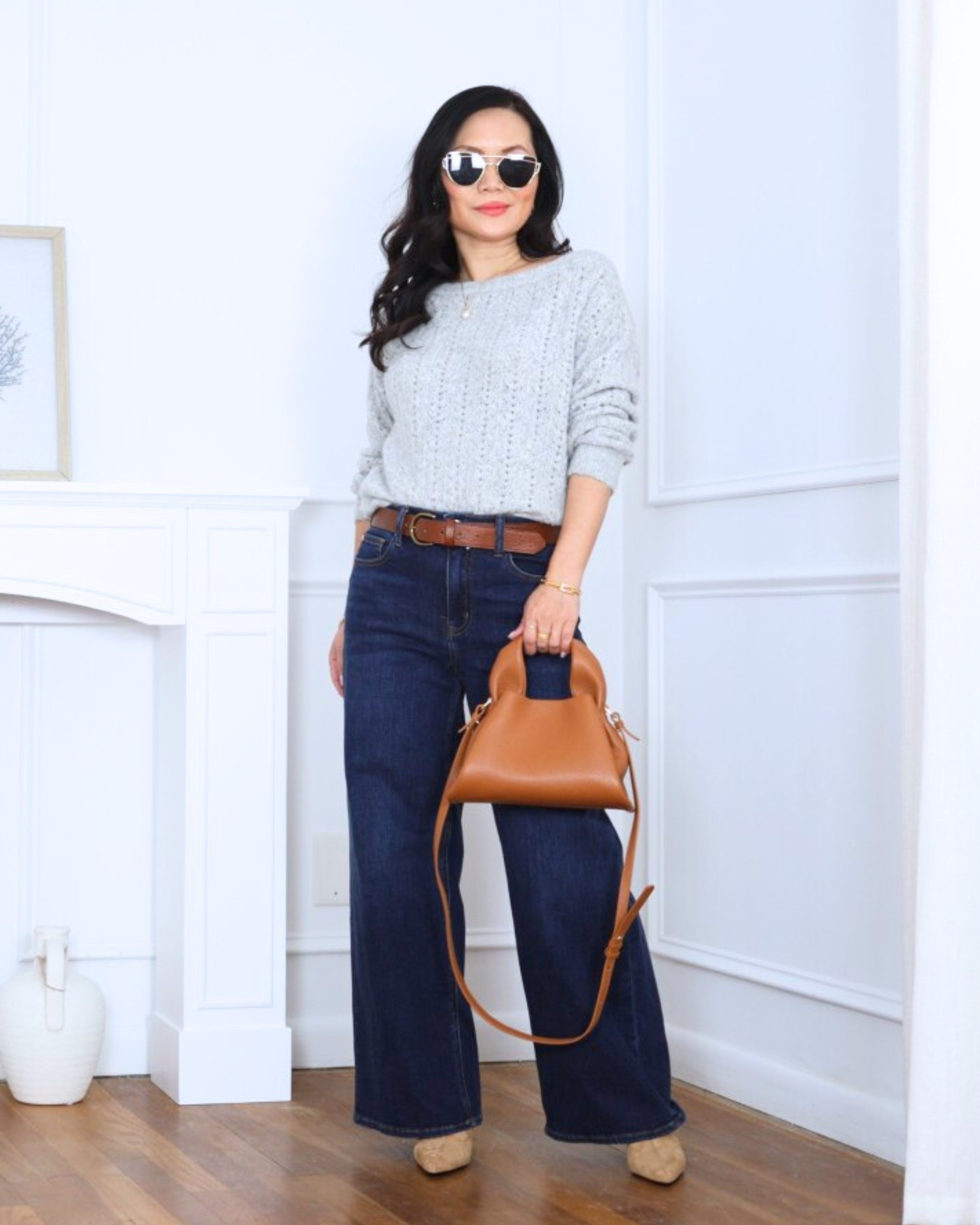 Soft and easy — a pointelle sweater from H&M paired with wide-leg jeans from Abercrombie for a relaxed, feminine look that feels effortlessly put together. I’m 5’2, wearing size XS.

#LTKPetite #LTKOver40 #LTKootd