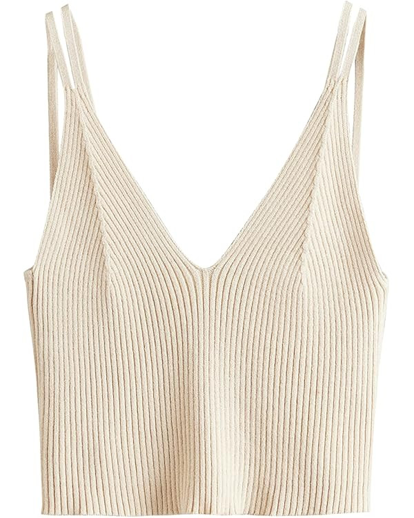 SweatyRocks Women's V Neck Spaghetti Strap Cami Tank Top | Amazon (US)