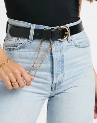 Glamorous black waist & hip belt with gold chain | ASOS (Global)