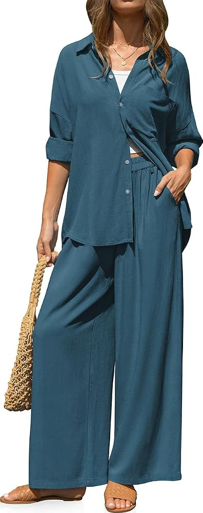 TARSE Womens Linen 2 Piece Outfits Casual Lounge Sets | Amazon (US)