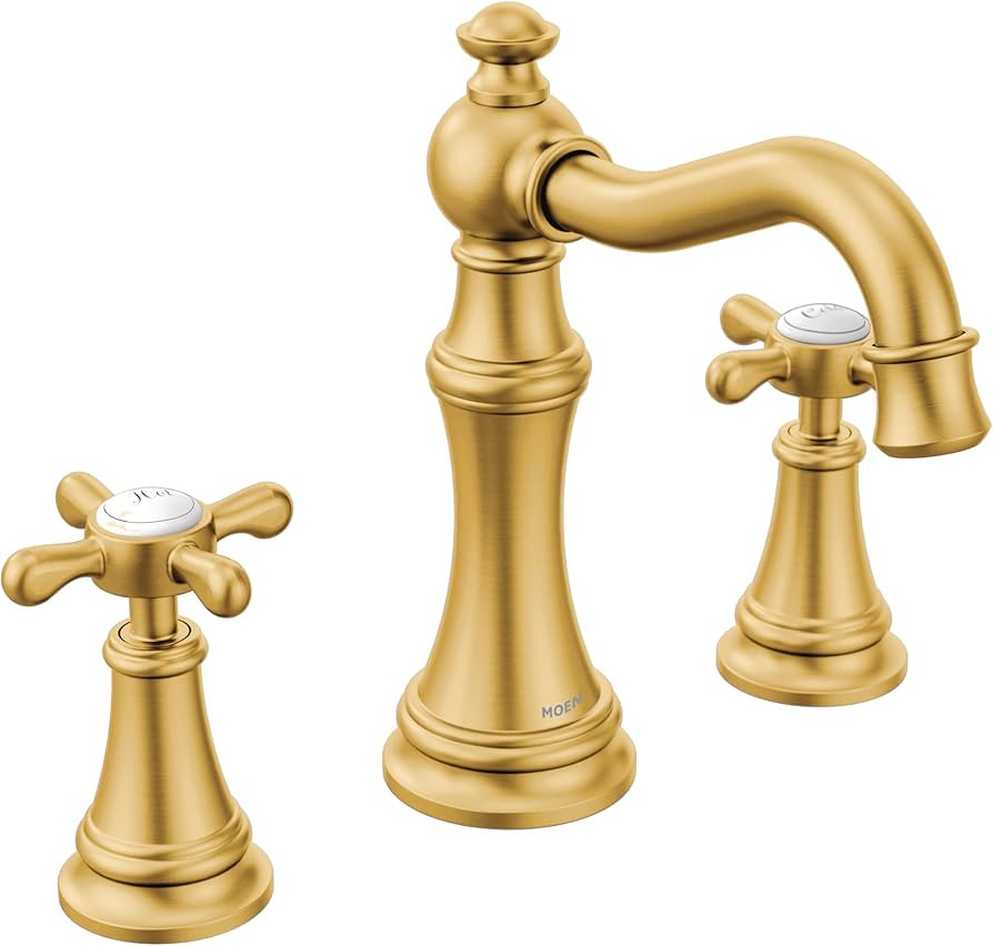 Moen Weymouth Brushed Gold Two-Handle Bathroom Faucet, Valve Sold Separately, TS42114BG | Amazon (US)
