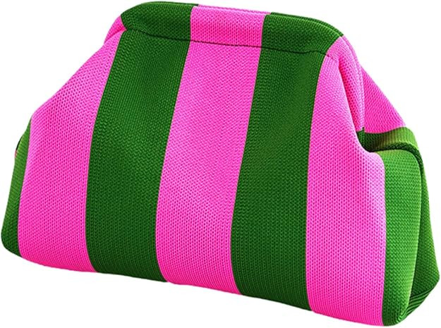 DIHKLCIO Clutch Purses for Women 2026 Summer Beach Woven Crochet Bag Dumpling Striped Ruched Clou... | Amazon (US)