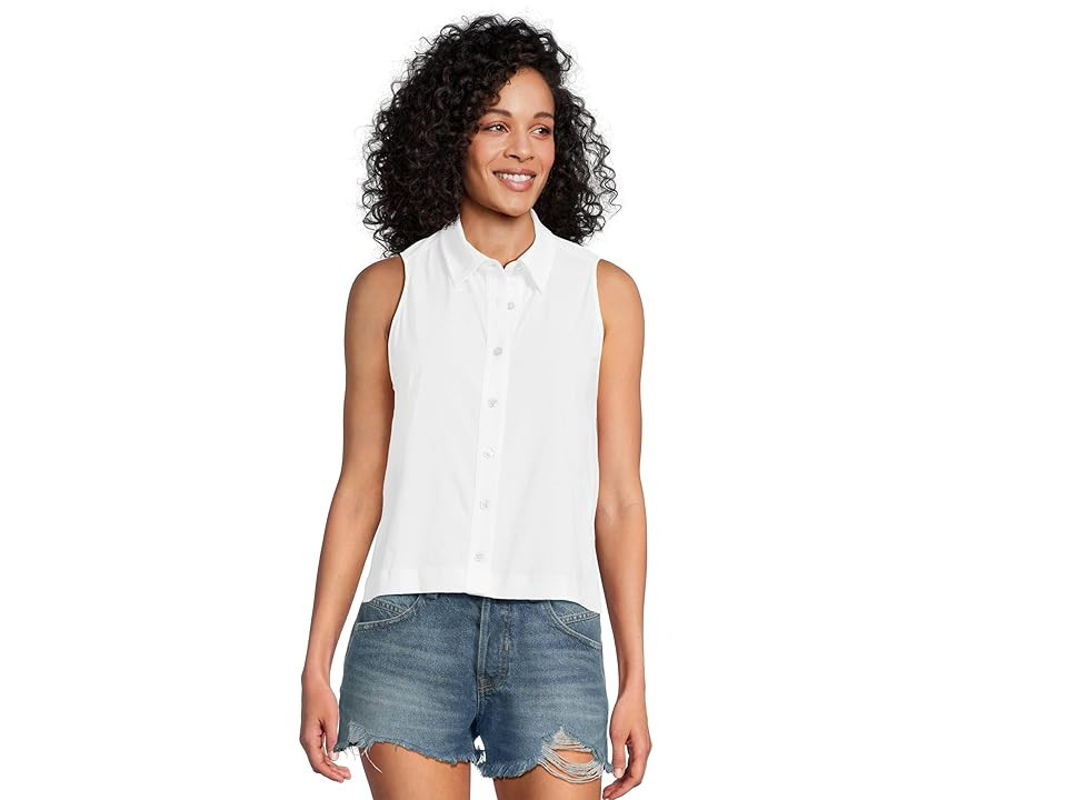 Lilla P Sleeveless Button Down Women's Clothing White : XS, Cotton | Zappos
