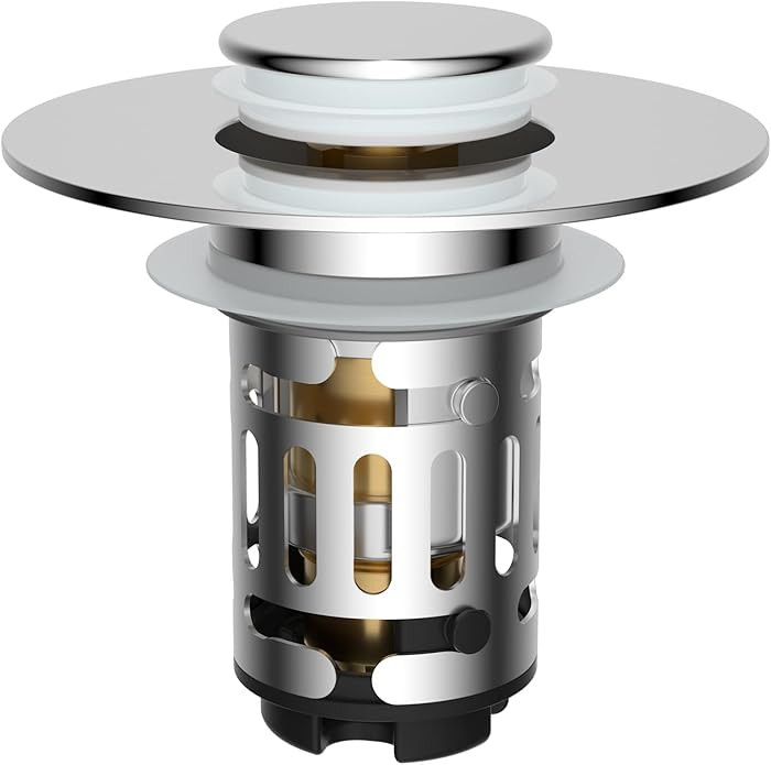 Hibbent Upgraded 3 in 1 Bathroom Sink Drain Strainer, Universal Pop Up Stopper with Removable Sta... | Amazon (US)