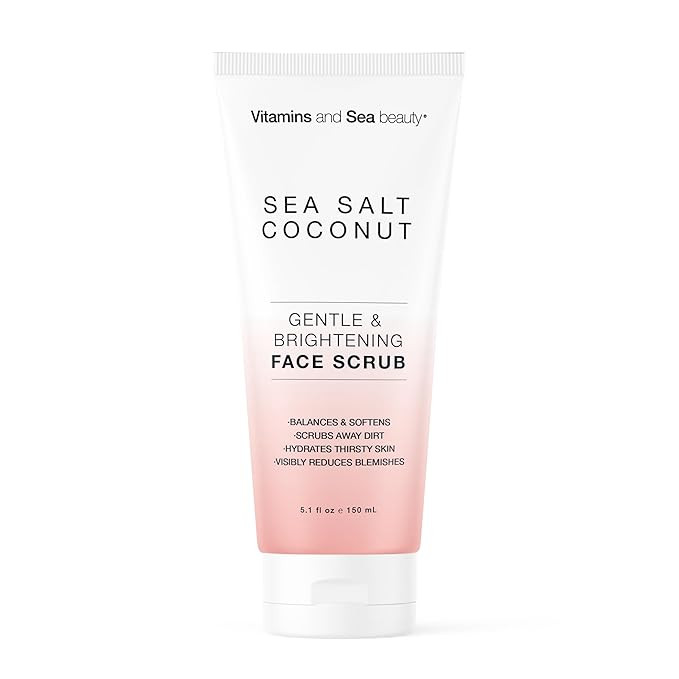 Gentle & Brightening Face Scrub with Sea Salt & Coconut – Exfoliates, Hydrates & Reduces Blemis... | Amazon (US)