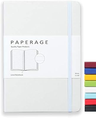 Paperage Lined Journal Notebook, Hard Cover, Medium 5.7 x 8 inches, 100 gsm Thick Paper (White, R... | Amazon (US)