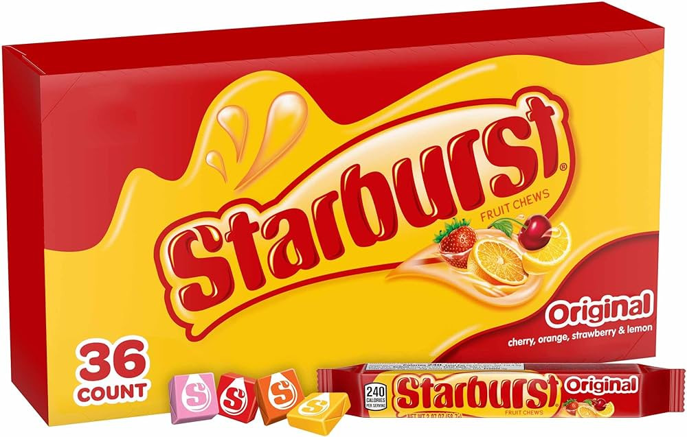 STARBURST Original Full Size Fruit Chews Candy Bulk, Chewy Candy for Parties, 2.07 oz (36 Single ... | Amazon (US)