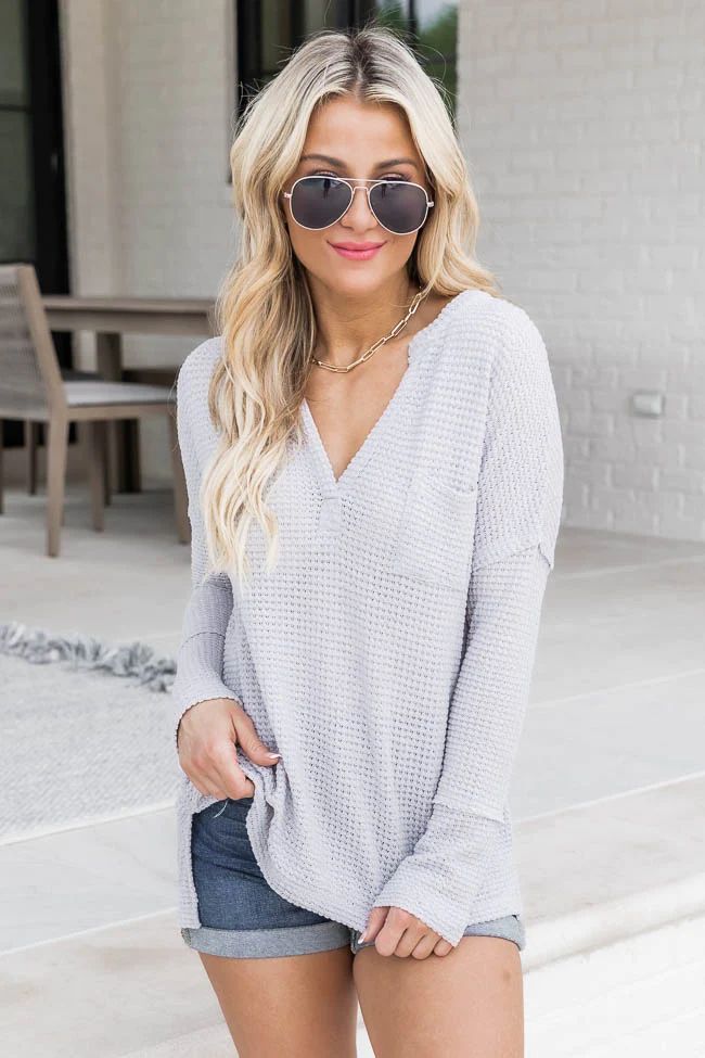 Always Loving You Most Heather Grey Blouse DOORBUSTER | Pink Lily