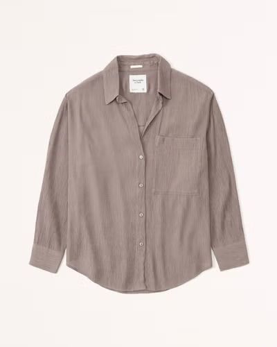 Oversized Crinkle Rayon Textured Shirt | Abercrombie & Fitch (US)