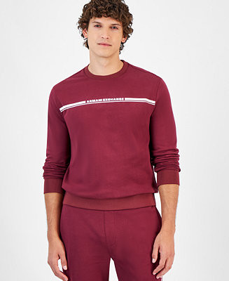 Men's Long Sleeve Crewneck Linear Logo Sweatshirt, Created for Macy's | Macy's