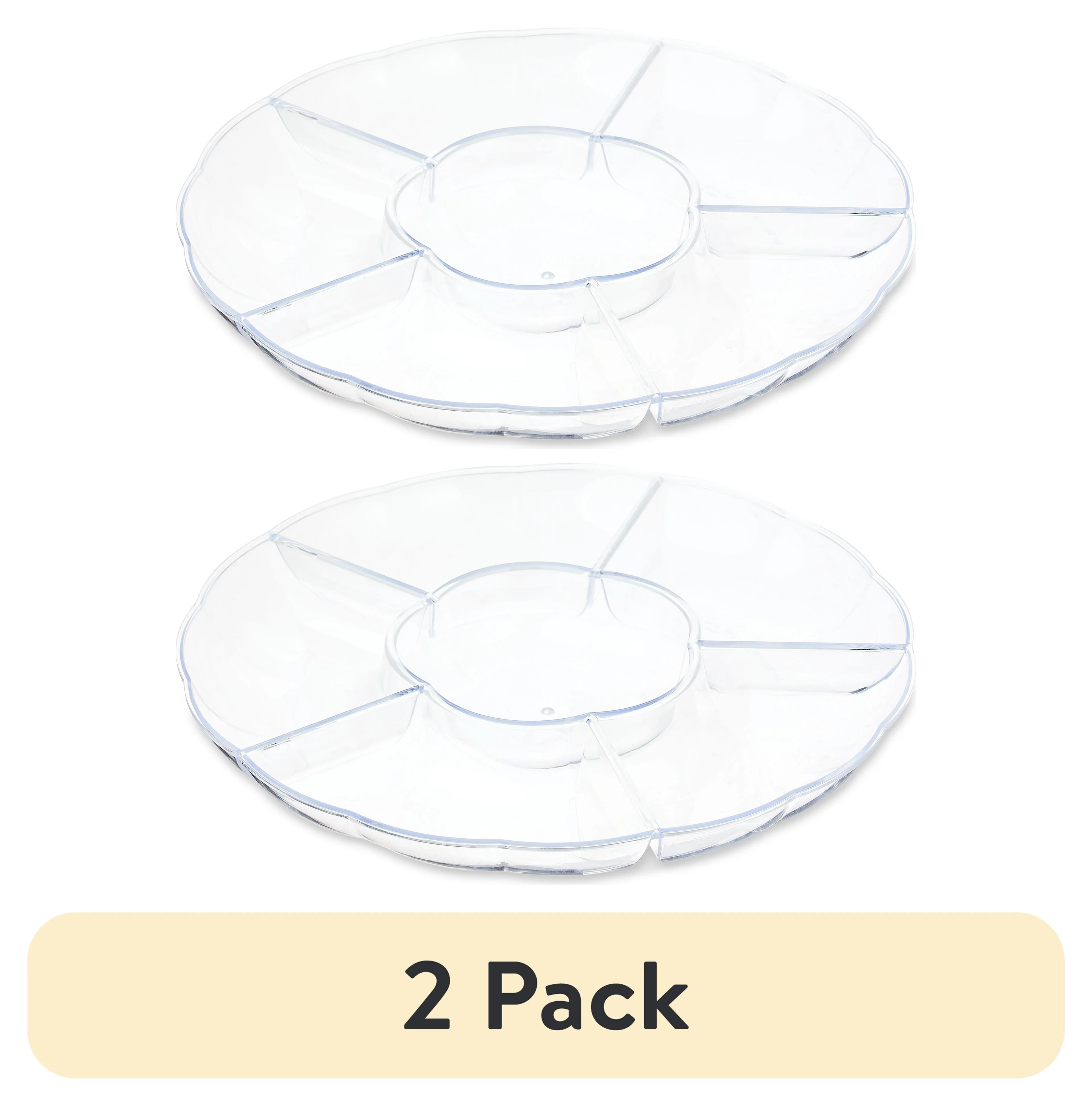 (2 pack) Clear Round Compartment Tray, 12", by Way To Celebrate | Walmart (US)