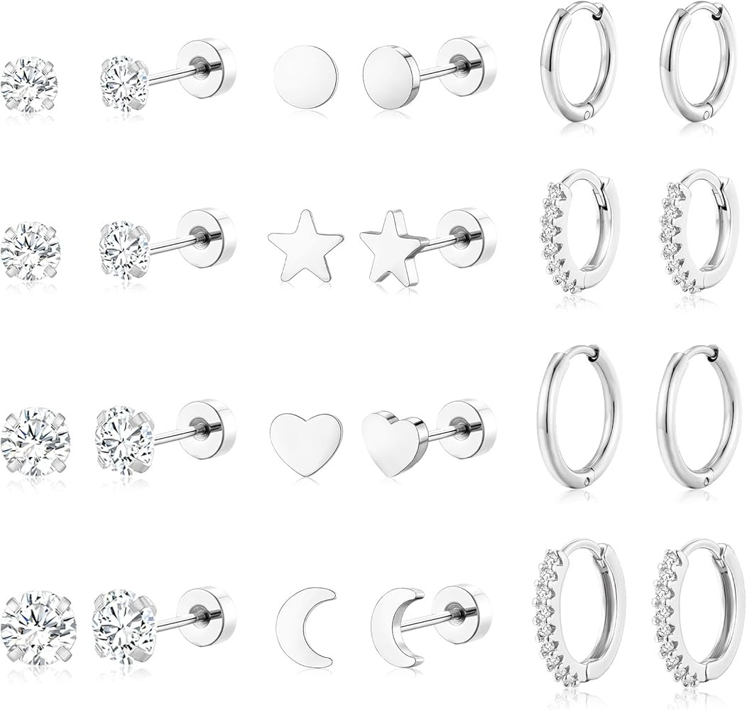 Adoyi 9 Pairs Gold Hoop Earrings Set for Womens Twisted Huggie Hoops Earrings 14K 18K Gold Plated... | Amazon (US)