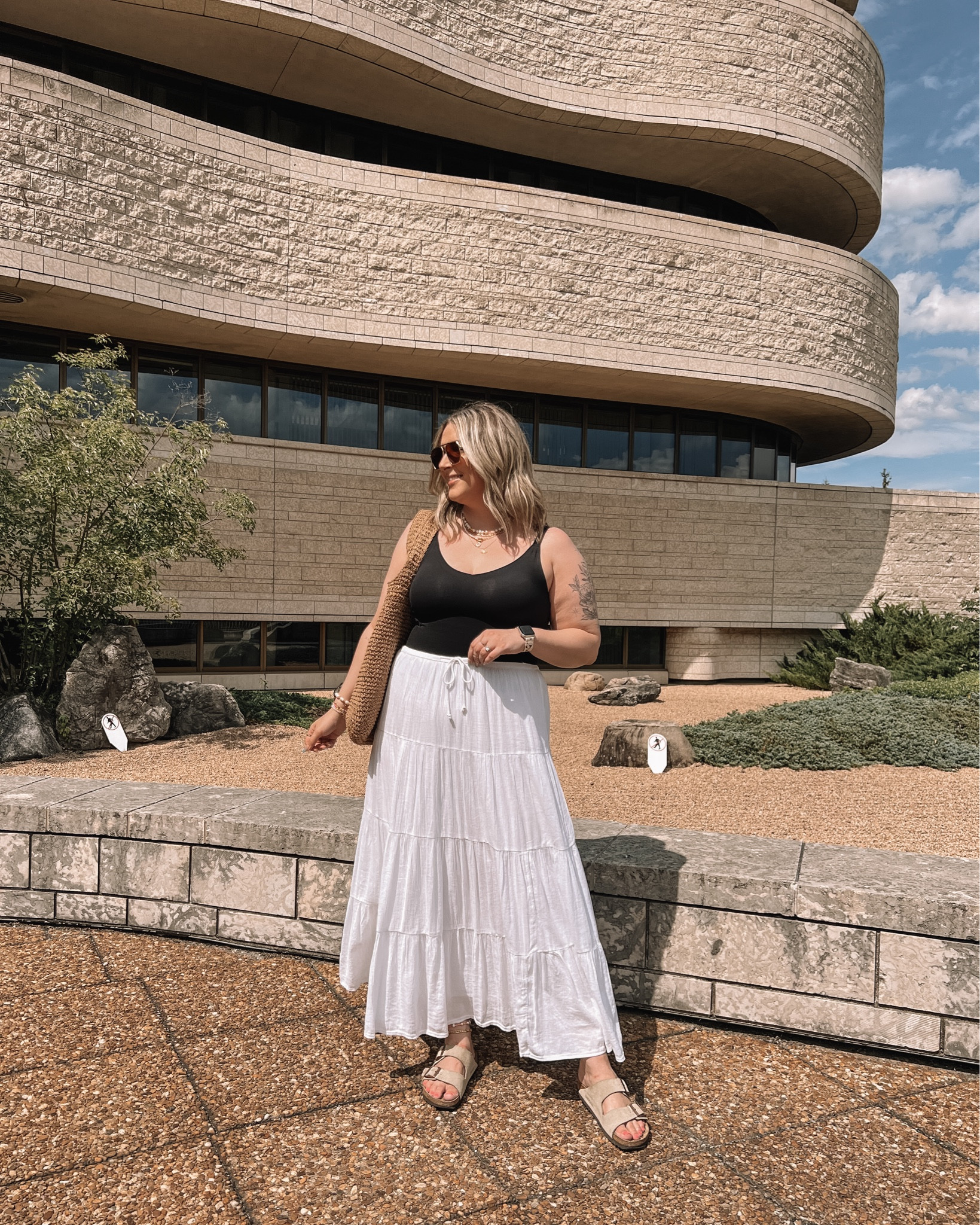 Midsize summer outfit - Honeylove tank top (L), white maxi skirt (L), Birkenstock sandals (TTS), Amazon straw tote bag 

#LTKmidsize #LTKsummer #LTKcanada