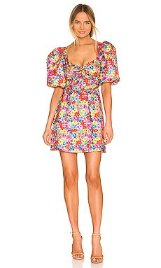 For Love & Lemons Merrill Puff Sleeve Mini Dress in Red from Revolve.com | Revolve Clothing (Global)