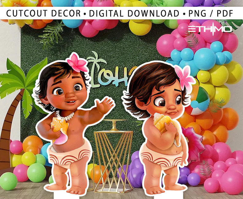 Baby Moana Cutout, Baby Moana Cutout Decor, Moana Party Decoration, Moana Theme Party, Birthday P... | Etsy (US)