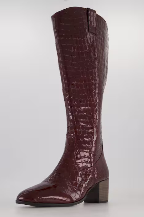 Lederstiefel, XXL-Schaft, Kroko-Prägung, Weite H | Ulla Popken DE