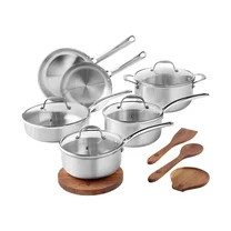 The Pioneer Woman 14-Piece Stainless Steel Cookware Set, Cooking Pots and Pans Set with Kitchen U... | Walmart (US)