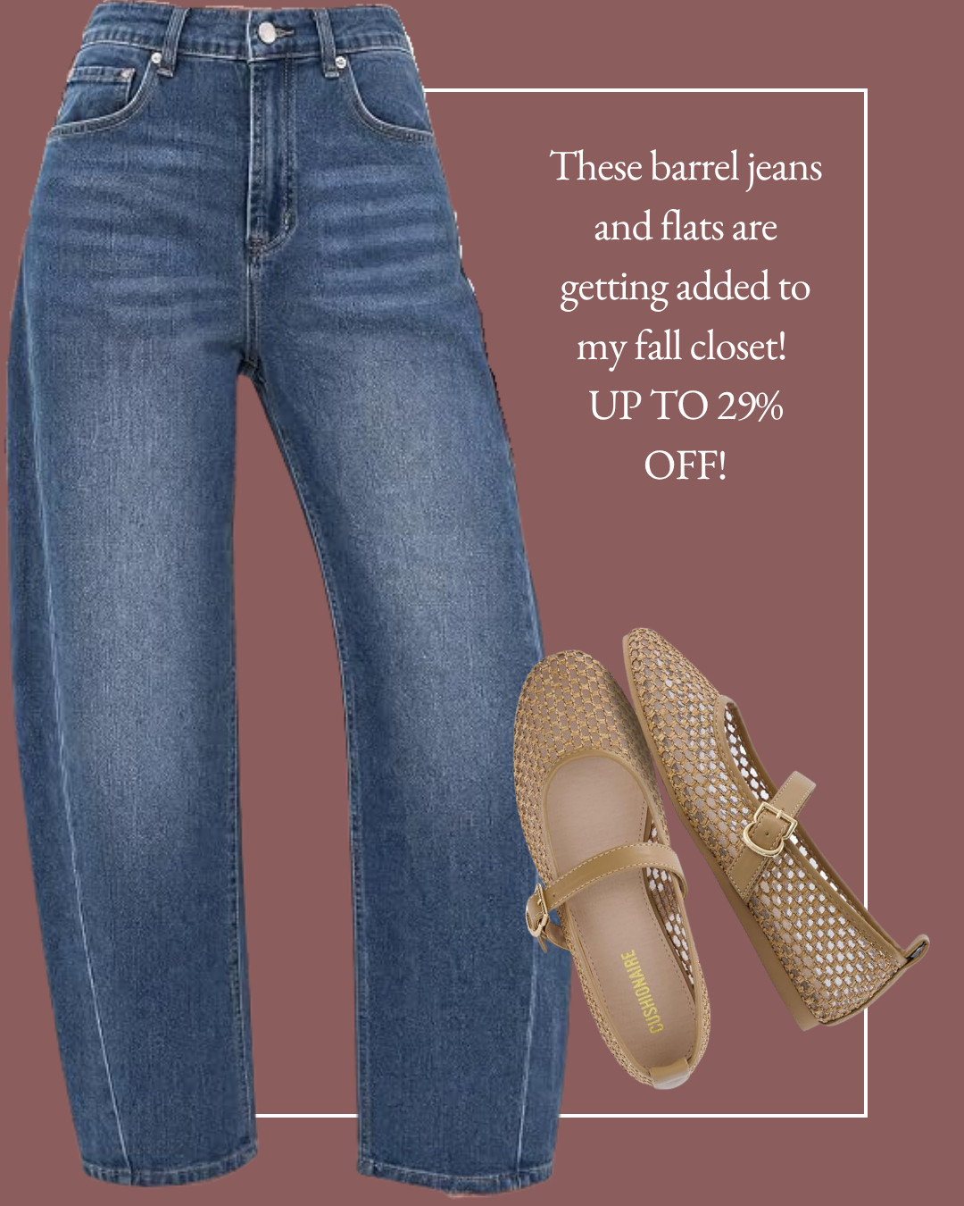 These barrel jeans and mesh flats are getting added to my fall closet, and they are part of the Amazon Early Prime Deals, up to 29% off! Such an easy fall outfit. 

 #amazonprimedeals #earlyprimedeals #primeday #amazondeals #barreljeans #jeans #denim #balletflats #meshflats #fallfashion #falloutfit #amazonfashion #casualstyle #salealert #founditonamazon #LTKSaleAlert