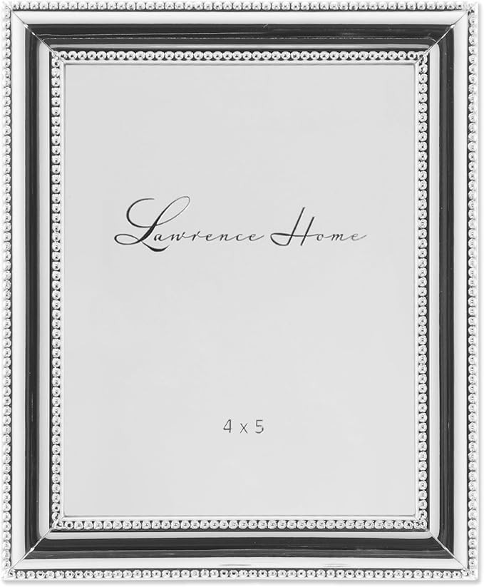 Lawrence Frames 510745 Metal Picture Frame Silver-Plate with Delicate Beading, 4 by 5-Inch, Silve... | Amazon (US)