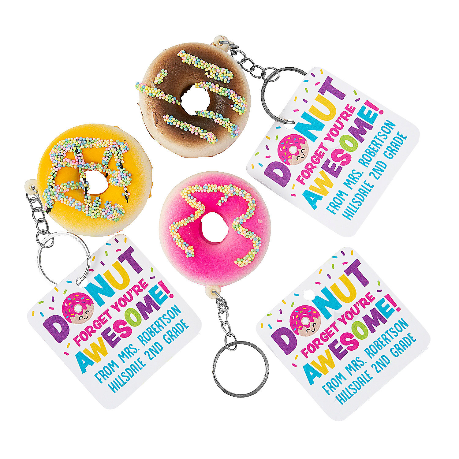Personalized Donut Slow-Rising Squishy Keychain Valentine Exchanges with Card for 24 | Oriental Trading Company